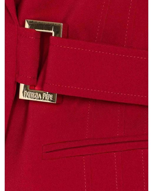 Patrizia Pepe Red Belted-Waist Blazer