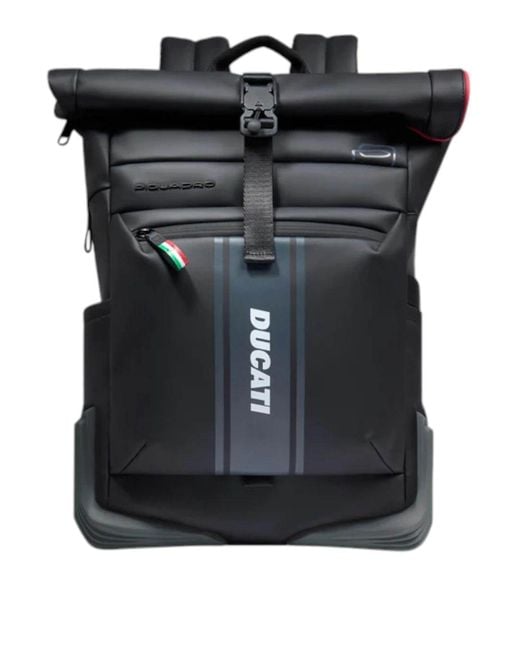 Piquadro Black Roll-Top Backpack for men