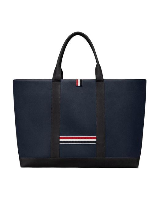 Thom Browne Blue Tool Medium Leather Tote