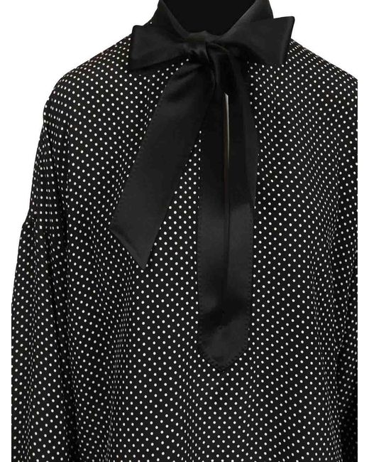 Tom Ford Black Polka Dot Silk Satin Blouse