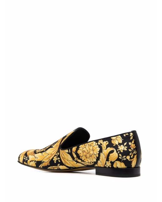 Versace Yellow Baroque-print Loafers for men