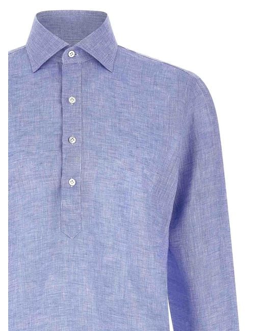 Borriello Blue Linen Blouse for men