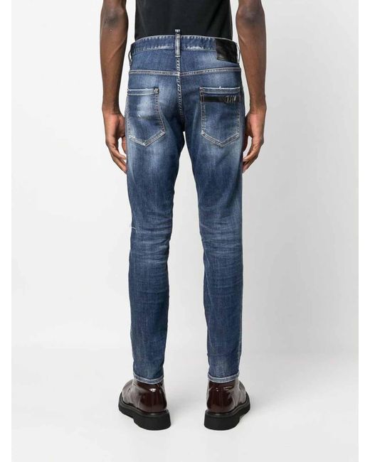 DSquared² Blue Icon Distressed Skinny Jeans for men