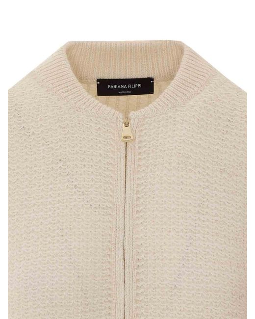 Fabiana Filippi White Zip Up Cardigan