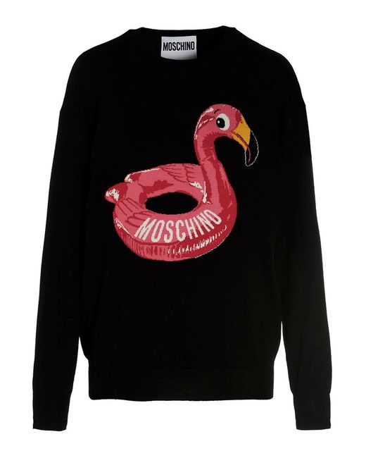 Moschino Black Jacquard Logo Sweater