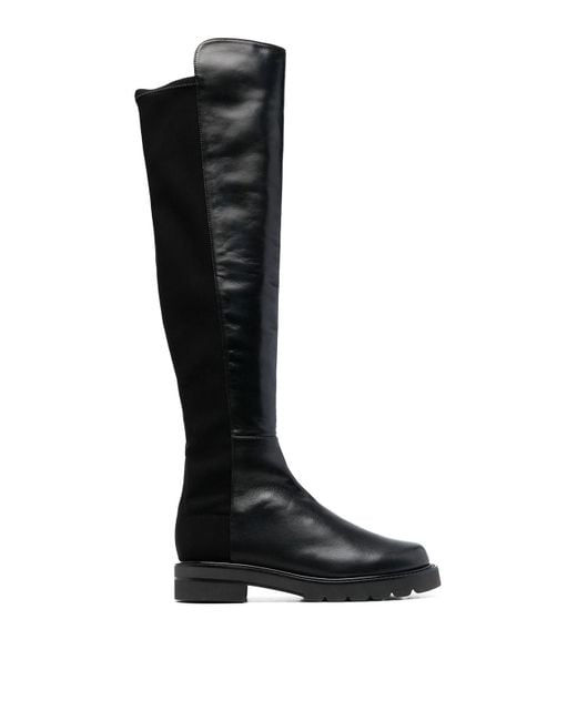 Stuart Weitzman Black Lift Asymmetric Knee Boots