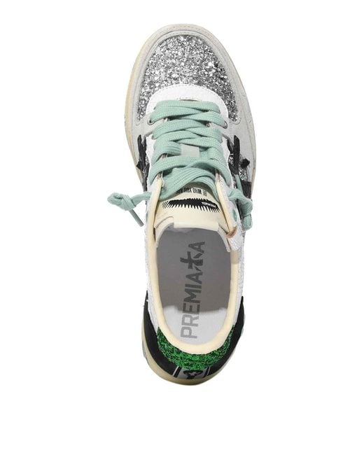 Premiata White Bskt Clayd 8165 Sneakers With Glitter