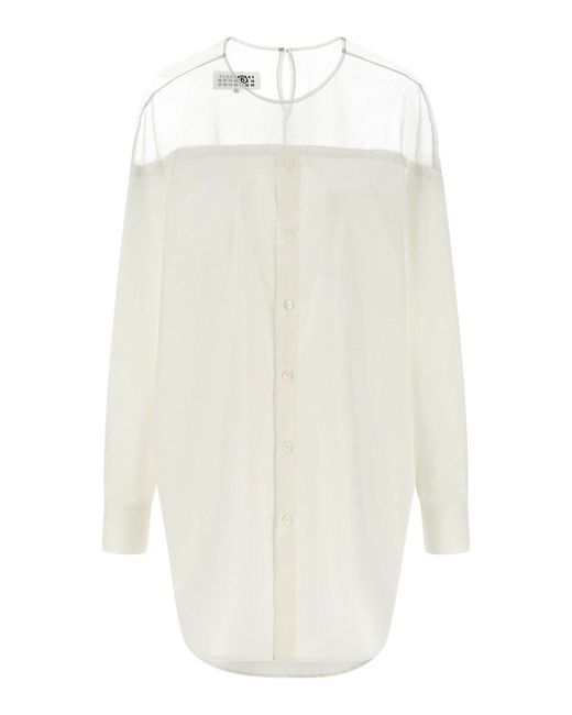 MM6 by Maison Margiela White Tulle Insert Shirt