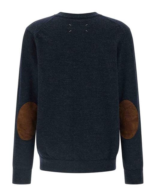 Maison Margiela Blue Suede Patch Cardigan for men