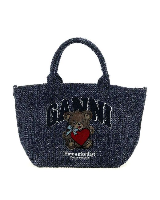 Ganni Blue Small Shopping Bag