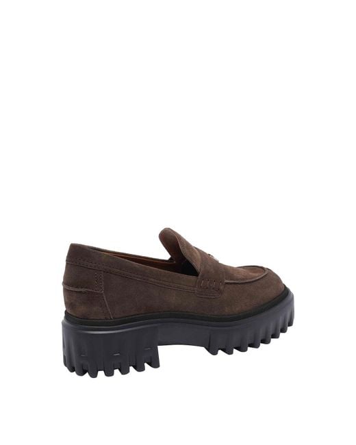Hogan Brown H700 Suede Loafers