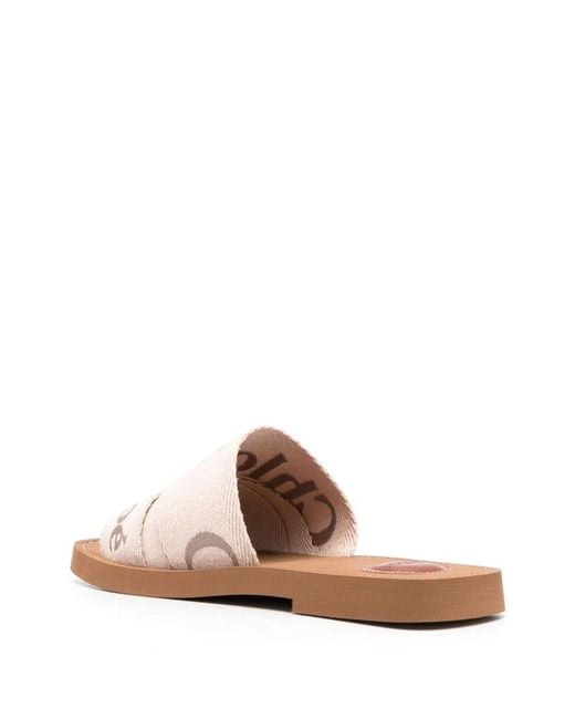 Chloé White Woody Flat Sandals