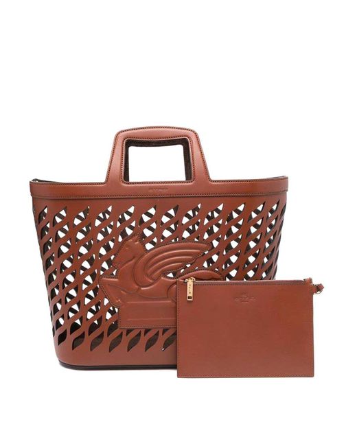 Etro Brown Pegasus Shopping Bag