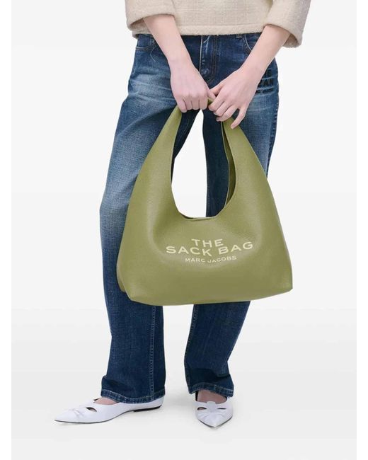 Marc Jacobs Green The Sack Logo-Plaque Leather Shoulder Bag
