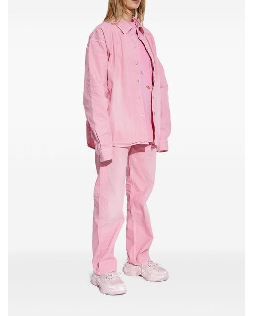 Balenciaga Pink Logo-Embroidered Shirt