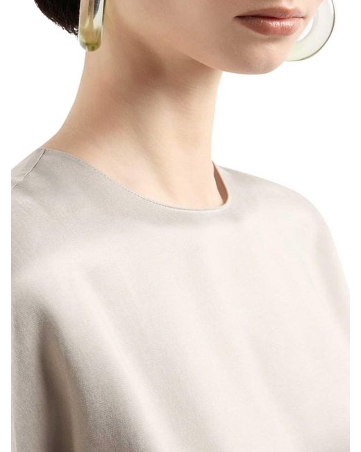 Giorgio Armani Natural Cupro And Viscose Crew-Neck Blouse
