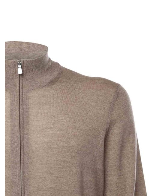 Giuliano Galiano Brown Wool Zip-Up Jacket for men