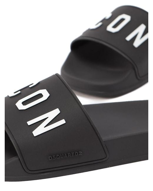 DSquared² Black Flip Flops for men