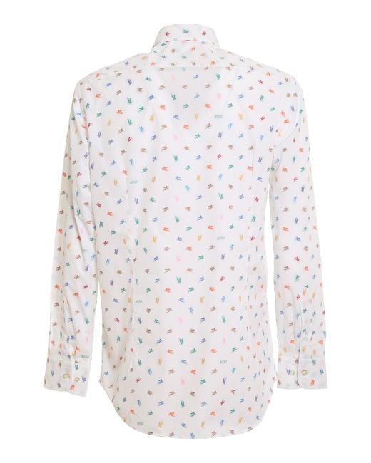 Etro White Embroidered Shirt for men
