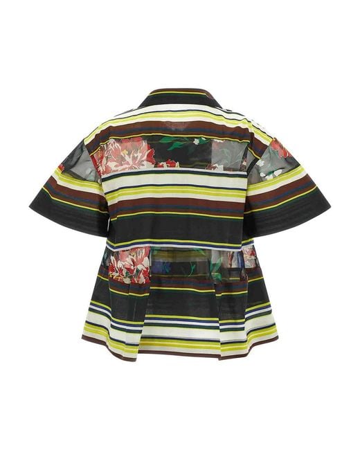 Sacai Green Pattern Mix Shirt
