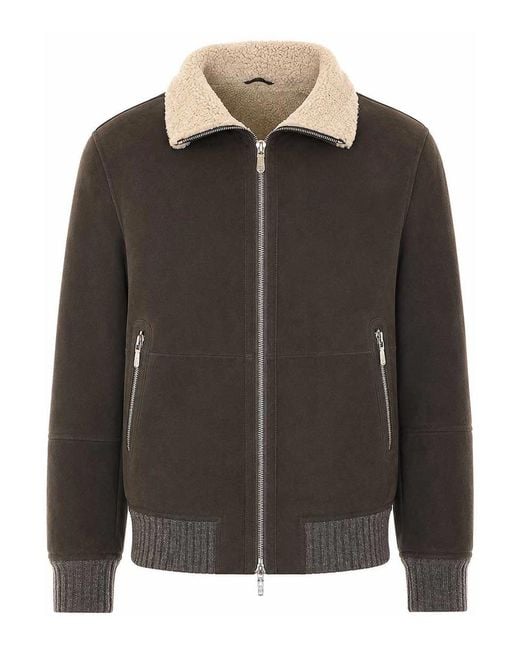 Brunello Cucinelli Black Suede Bomber for men