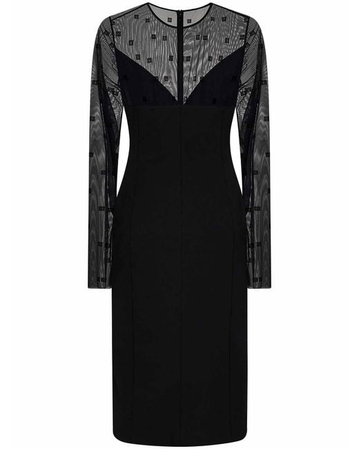 Givenchy Black Long-Sleeved Tulle Dress