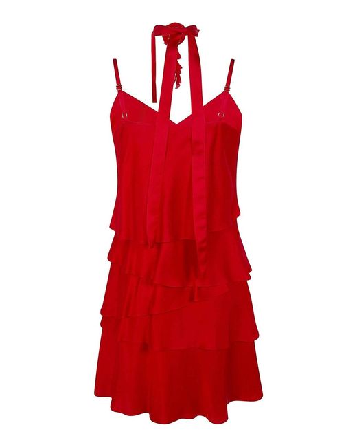 Blugirl Blumarine Red Satin Dress With Rouges