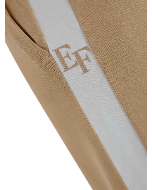 Elisabetta Franchi Natural Viscose Trousers With Shiny Bands