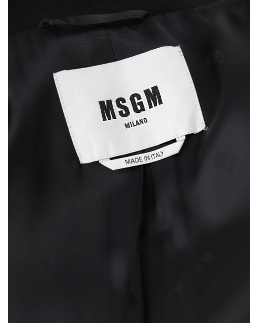MSGM Black Warranty Label Coat for men