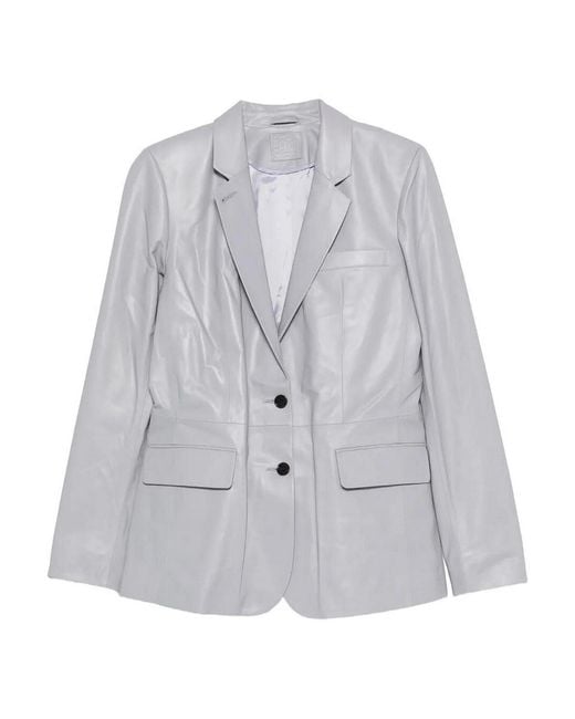 Desa Nineteenseventytwo Gray Leather Classic Blazer
