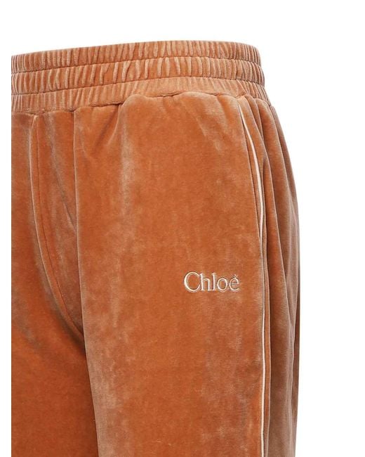 Chloé Brown Corduroy Joggers With Logo