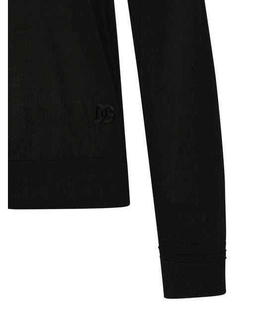 Dolce & Gabbana Black Silk Pullover for men
