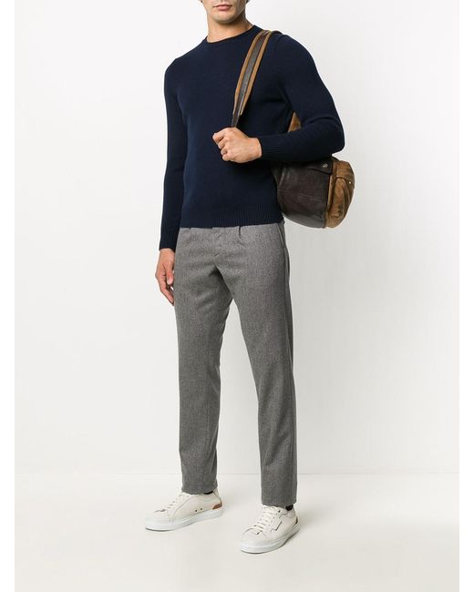 Drumohr Blue Cashmere Crewneck Pull for men