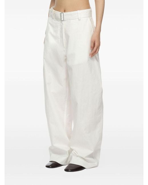 Studio Nicholson White Round Leg Cotton Trousers