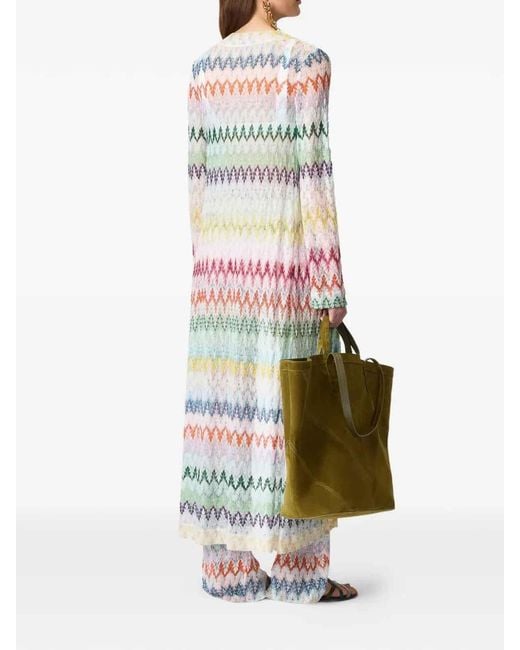 Missoni White Long Zig Zag Lace Cardigan