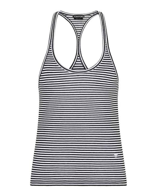 Tom Ford Blue Striped Viscose Tank Top