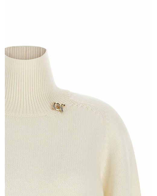 Fabiana Filippi White Knot Pin Sweater