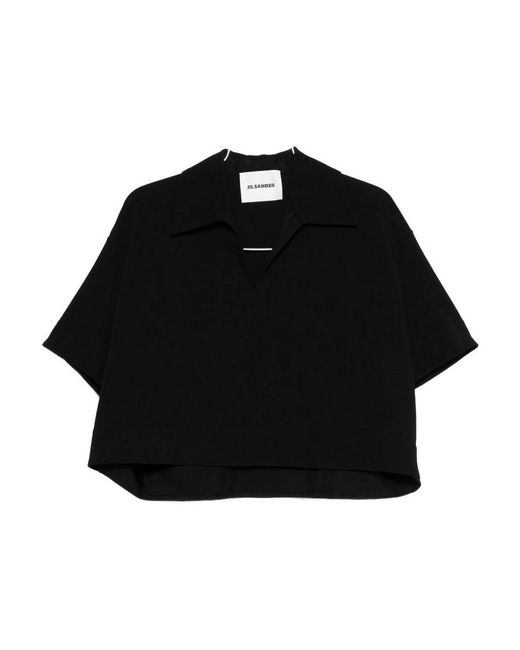 Jil Sander Black Cropped Polo Shirt