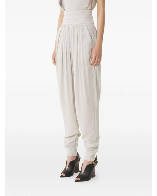 Lanvin White Draped Charmeuse Pants