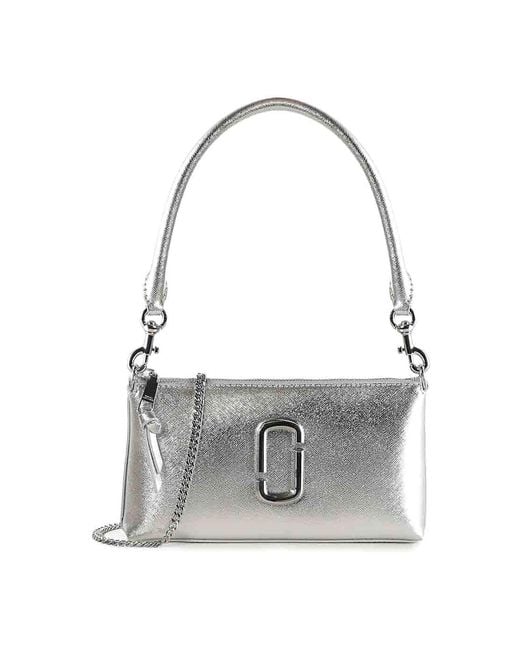 Marc Jacobs White Metallic Snapshot Leather Bag