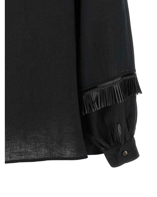 Kiton Black Fringed Shirt