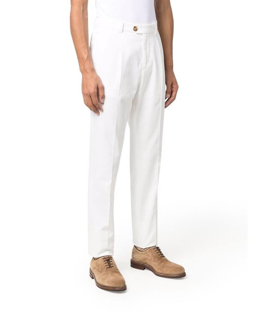 Brunello Cucinelli White Cotton Pants for men