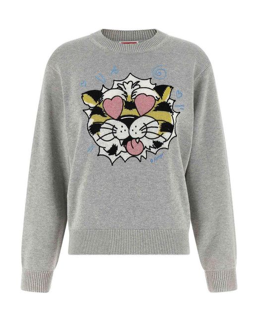 KENZO Gray Wild Tiger' Sweater