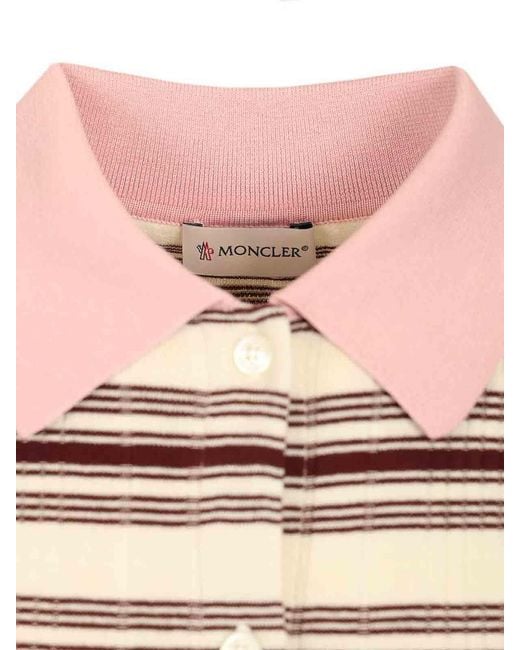 Moncler White Cotton Crepe Polo Shirt