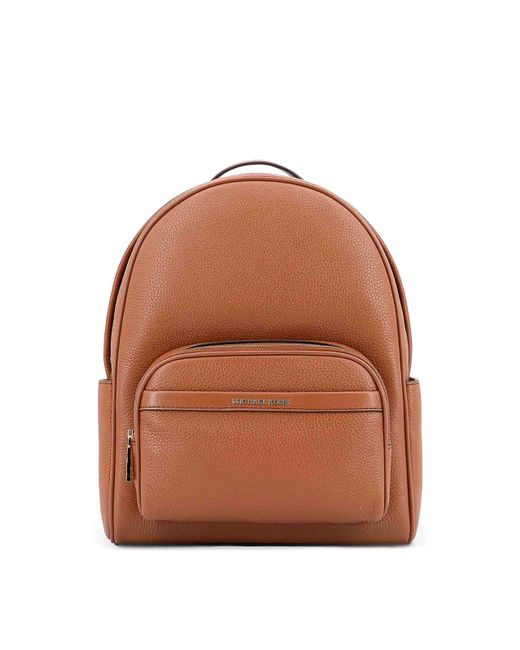 Michael Kors Brown Bex Leather Backpack With Frontal Logo Patch