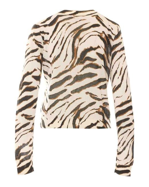 Ganni White Sheer Printed Cardigan