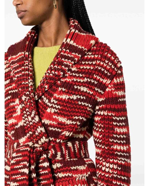 Missoni Red Printed Wool Long Cardigan