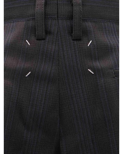 Maison Margiela Black Striped Virgin Wool Shorts