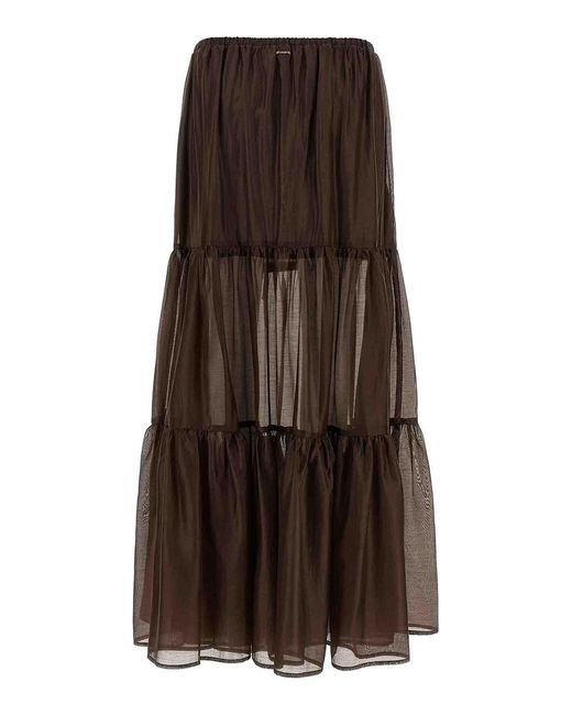 Twinset Brown Flounces Skirt