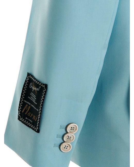 Marni Blue Single-Breasted Blazer Jacket